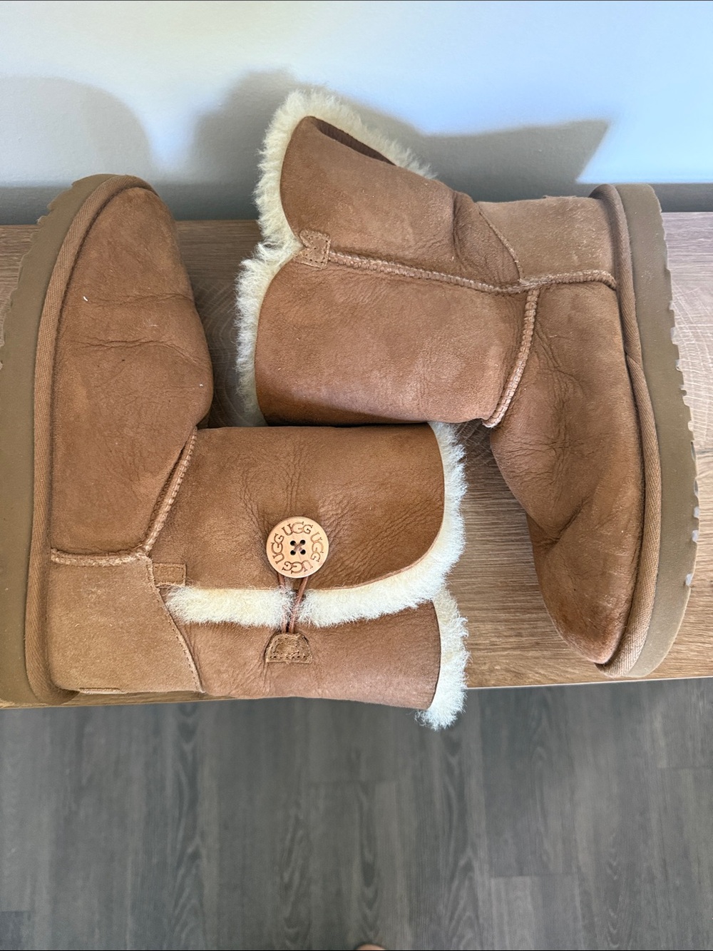 UGG Chestnut Brown Button Shearling Boots